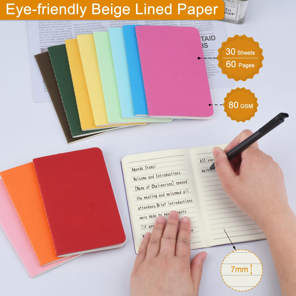ZCZN 60 Pack Mini Notebooks Bulk, Lined NotePads, 3.5x5.5 Inches Colorful Pocket Journals, 30 Sheets/60 Pages, Small Notebooks for School Supplies, Office Supplies&Daily Notes (60)