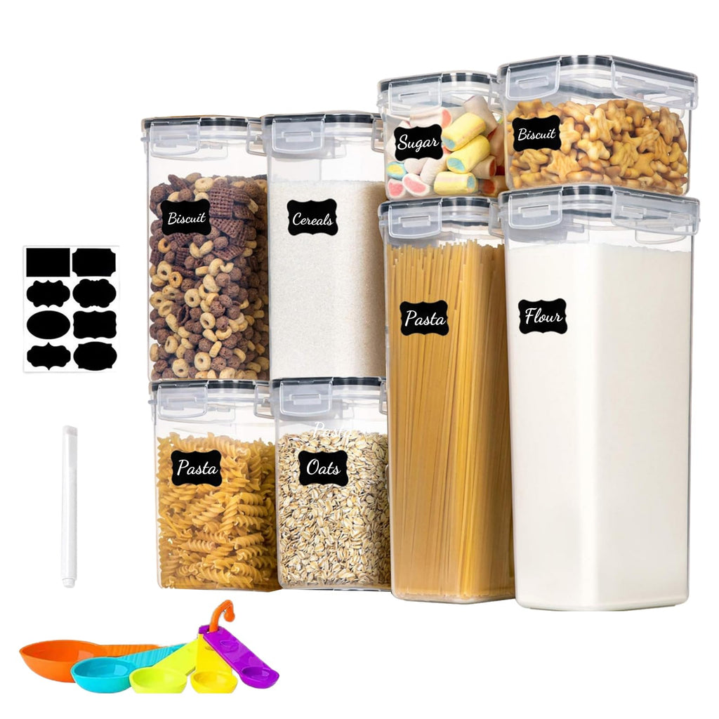 stusgo 8 Pack Airtight Food Storage Containers Set - Cereal Storage Containers for Kitchen Storage & Organisation with Lids & BPA Free Pantry Organiser
