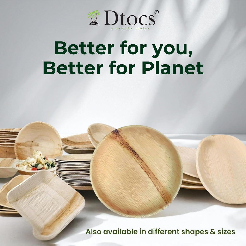 Disposable Small Plates 6" Round (50 Count) | Wood, Bamboo Disposable Plate Look Palm Leaf Plate | Microwavable Dinnerware Set for Appetizer, Dessert, Cake | Alt to Plastic, Heavy Duty Paper Plates