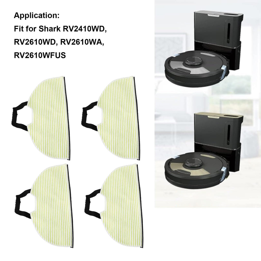 TOPINCN 4pcs Vacuum Mop Pads, Reusable Microfiber Soft Pads for Shark RV2410WD, RV2610WD Robot Vacuum, Highly Absorbent, Durable, Washable, Modern, Yellow and White Striped