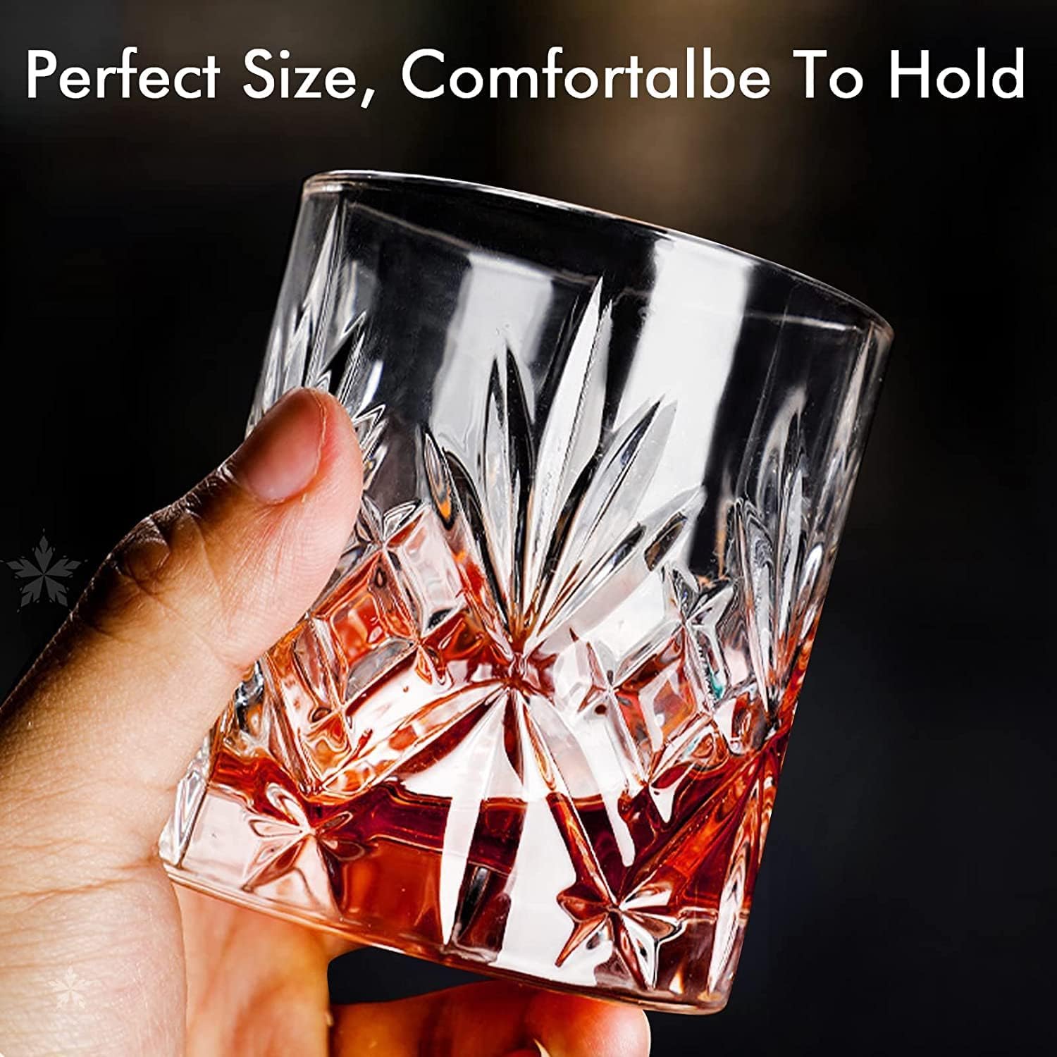 Whiskey Glasses Rocks Glasses 10oz Old Fashioned Glass Set of 6 Clear Whisky Glasses Lowball Glassware Drinking Tumblers Cups for Cognac Cocktail Bourbon Rum Brandy Bar Men Gift