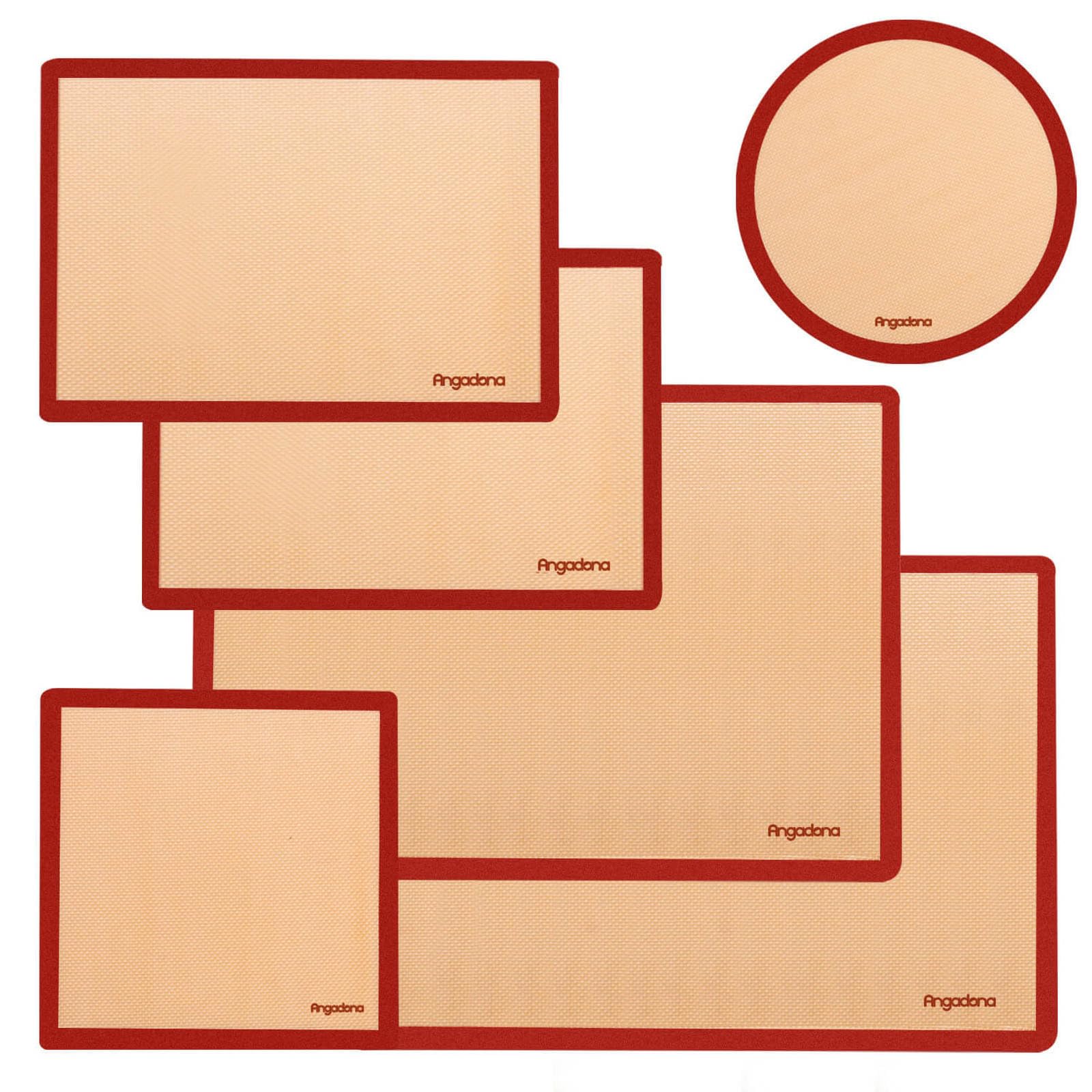 Silicone Baking Mats Set of 6-2 Half Sheets Mats + 2 Quarter Sheet Liner + 1 Round & 1 Square Cake Pan Mat - 100% Nonstick Reusable Silicone Mat- Bake Pastry for Cookie and Macaron