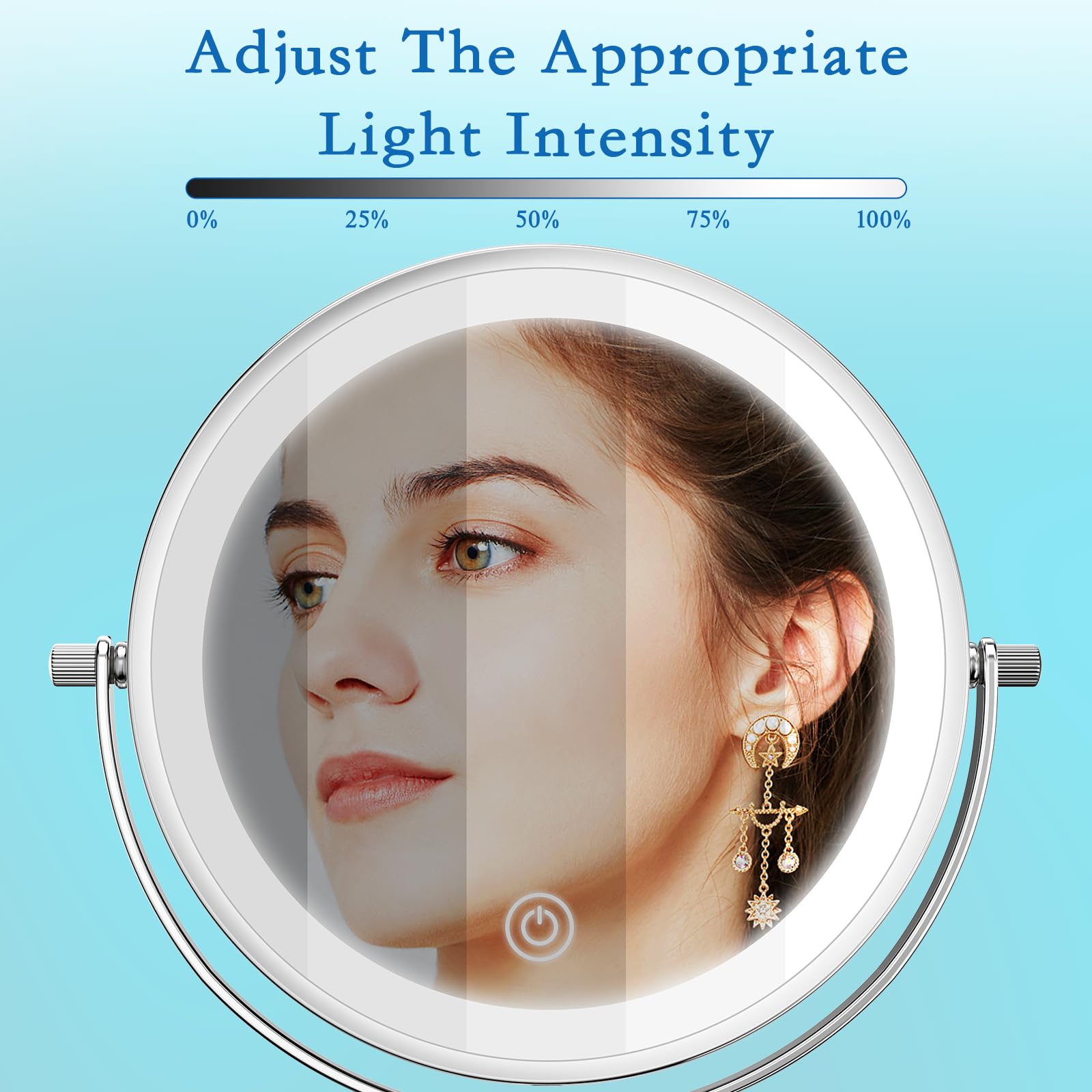 Vanity Mirror with 7" 1x/10x Makeup Mirror Adjustable Height Double Sided Mirror with 360°Rotating Makeup Mirror with Magnifying Mirror with Mirror