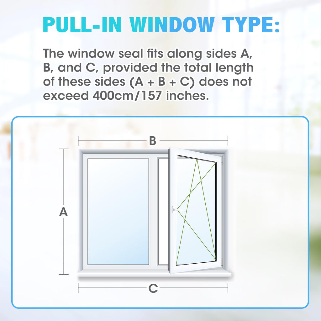 400CM (157 inch) Universal Window Seal for Portable Air Conditioner and Tumble Dryer, Sealing AC Vent Kit with Adhesive Fastener