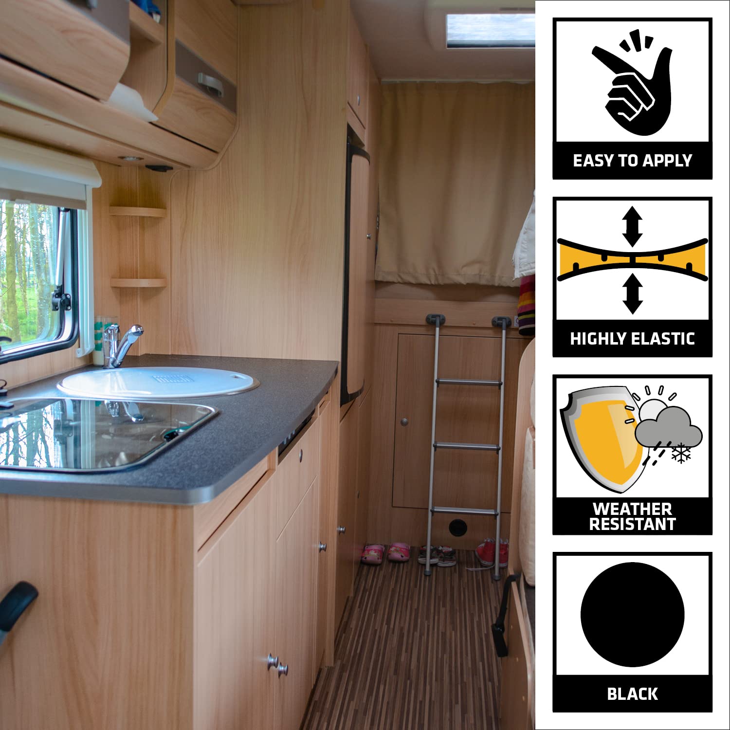SIKA - Multi-Purpose sealant and Adhesive - Sikaflex-221 - Black - Ideal for RV and Motorhome Repair - Permanent - Weather Resistant - Paintable - 300 mL