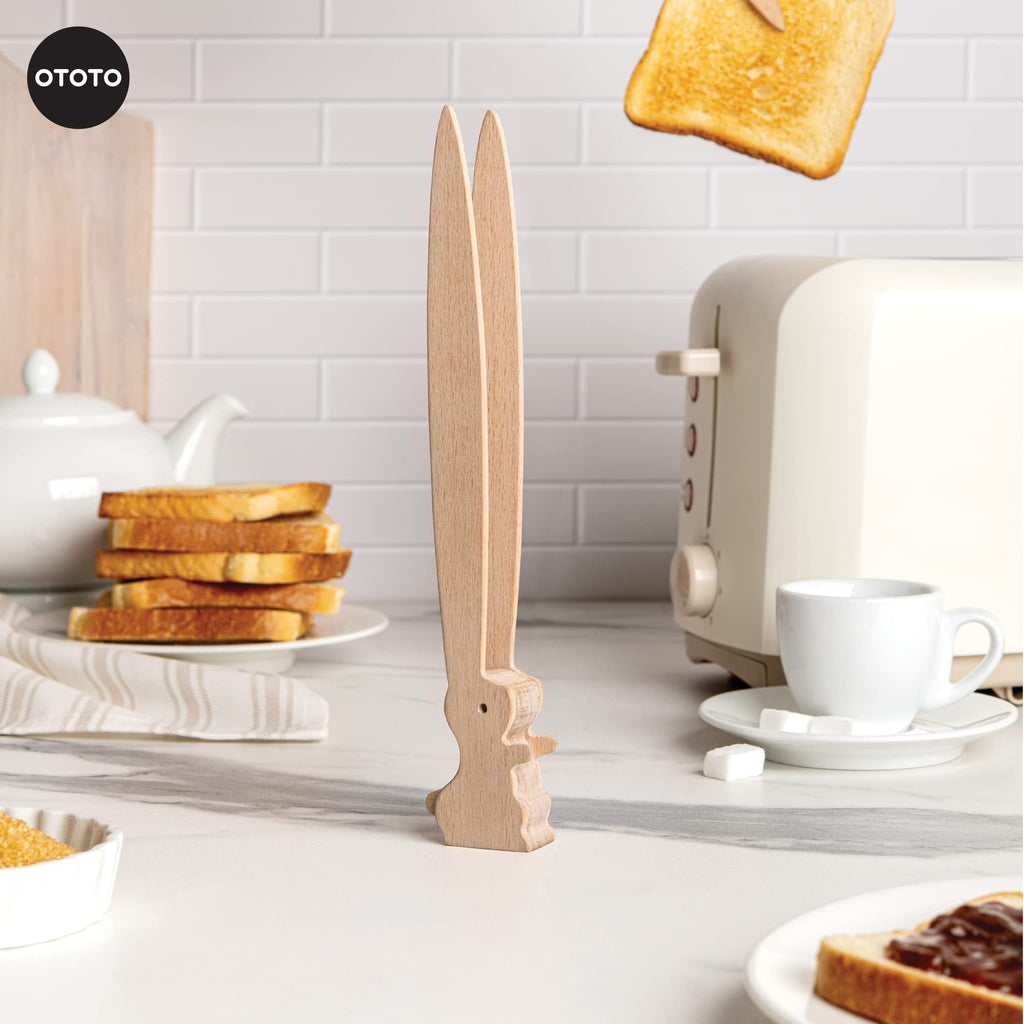 OTOTO Bernie Bunny Toaster Tongs - Rabbit Toast Tongs, Wooden Tongs for Toaster, Multipurpose Mini Tongs for Appetizers, Wood Utensils & Cute Kitchen Gadgets