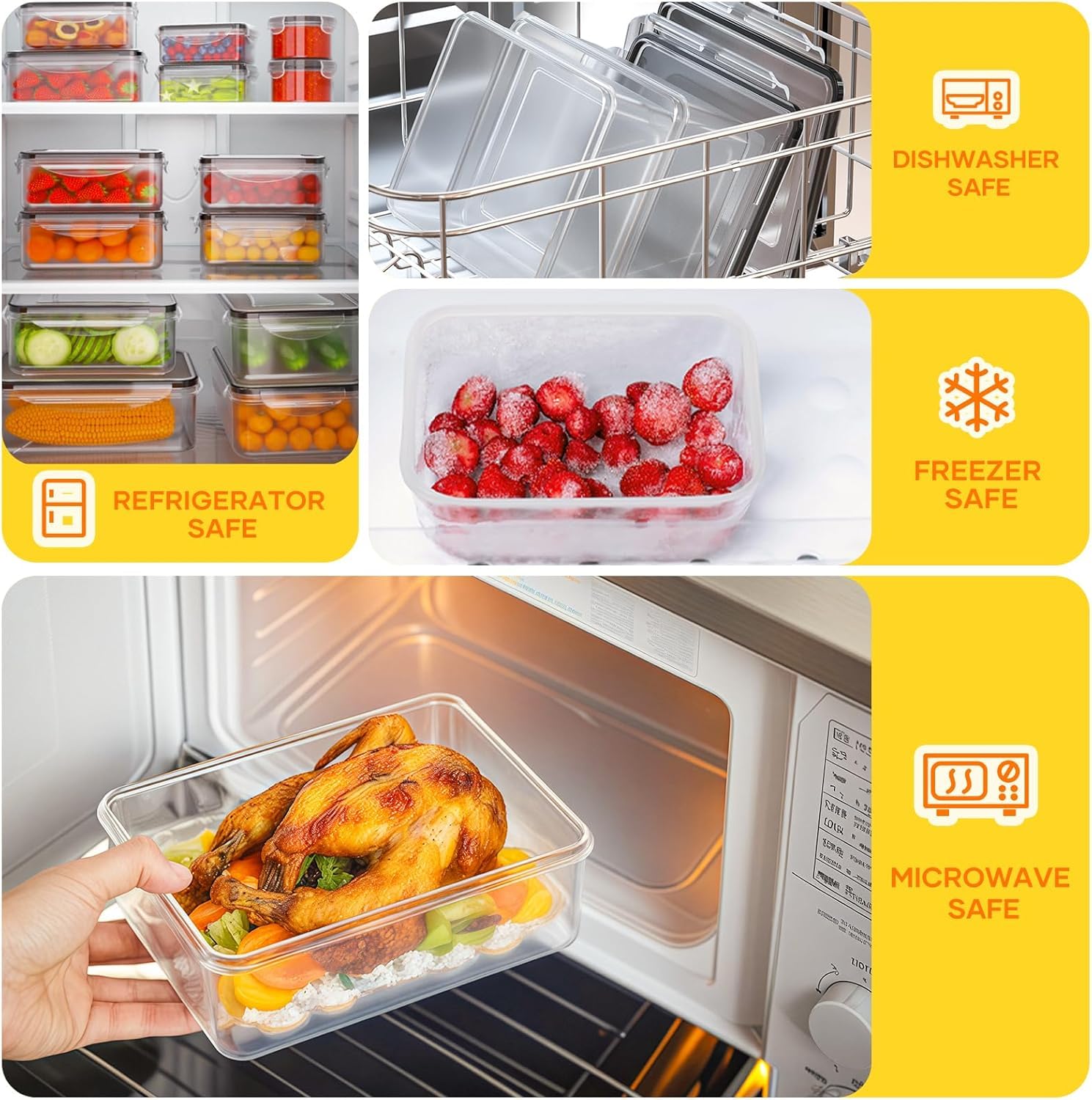 52 PCS Food Storage Containers with Lids Airtight (26 Lids & 26 Containers)-Plastic Leakproof Meal-Prep Container for Kitchen Storage Organization Microwave/Dishwasher Safe with Labels & Pen (26 pcs)