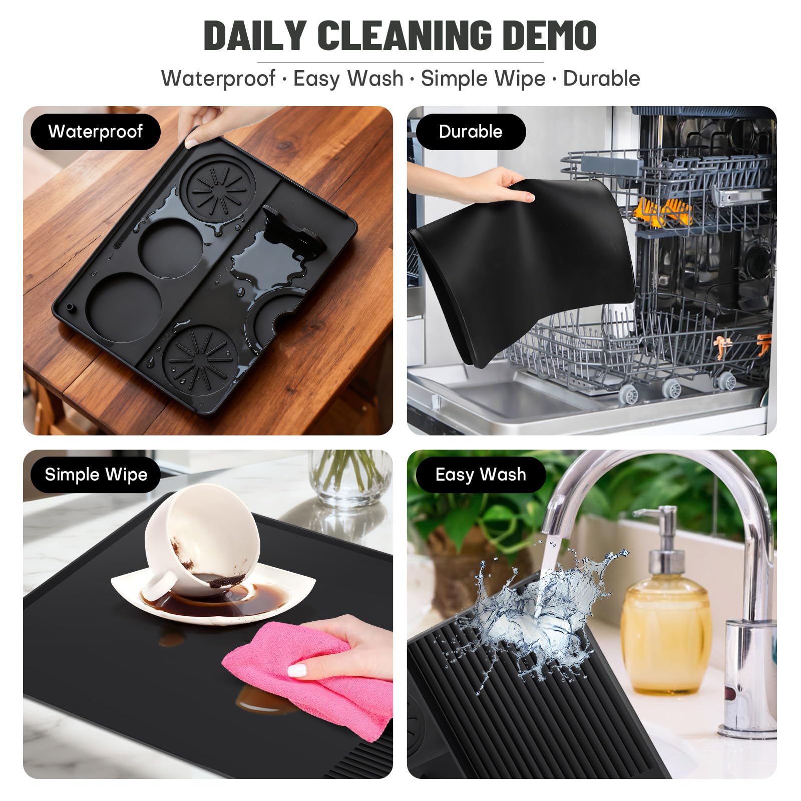 Silicone Coffee Mat Compatible with Ninja Luxe Espresso Coffee Machine ES601/ES701 & Most Home Espresso Machines - 23"x15" Anti-Slip Heat-Resistant - Maker Bar | Tamping Mat (2-in-1)
