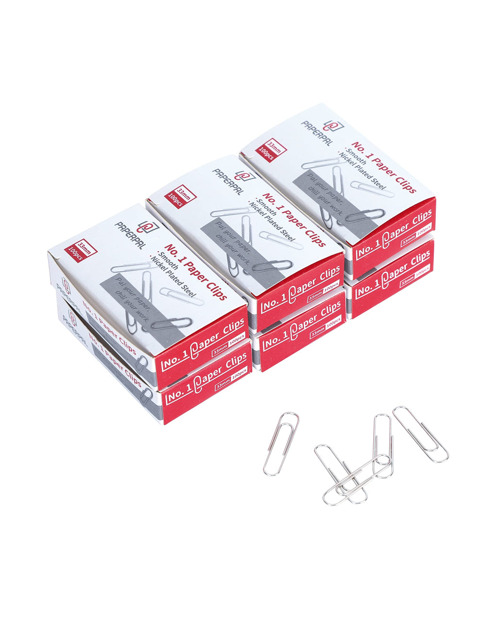 PAPERPAL #1 Smooth Paper Clips, 600 Medium Paper Clips (6 Boxes of 100 Each), Paperclips for Office School & Personal Use, Daily DIY, 1-2/7" Silver Paper Clip Standard Size (No. 1 Paper Clips, Smooth)