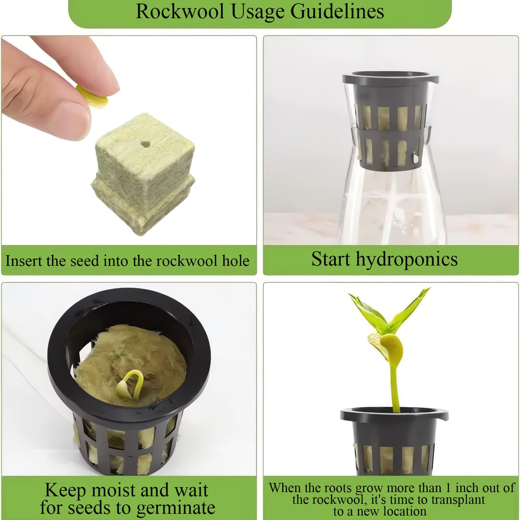 Naturezhen 56 Pcs Rockwool Grow Cubes (1.57"), Hydroponic Starter Plugs for Seedlings, Cloning & Soilless Cultivation, Premium Stonewool Growing Medium for Indoor/Outdoor Plant Systems