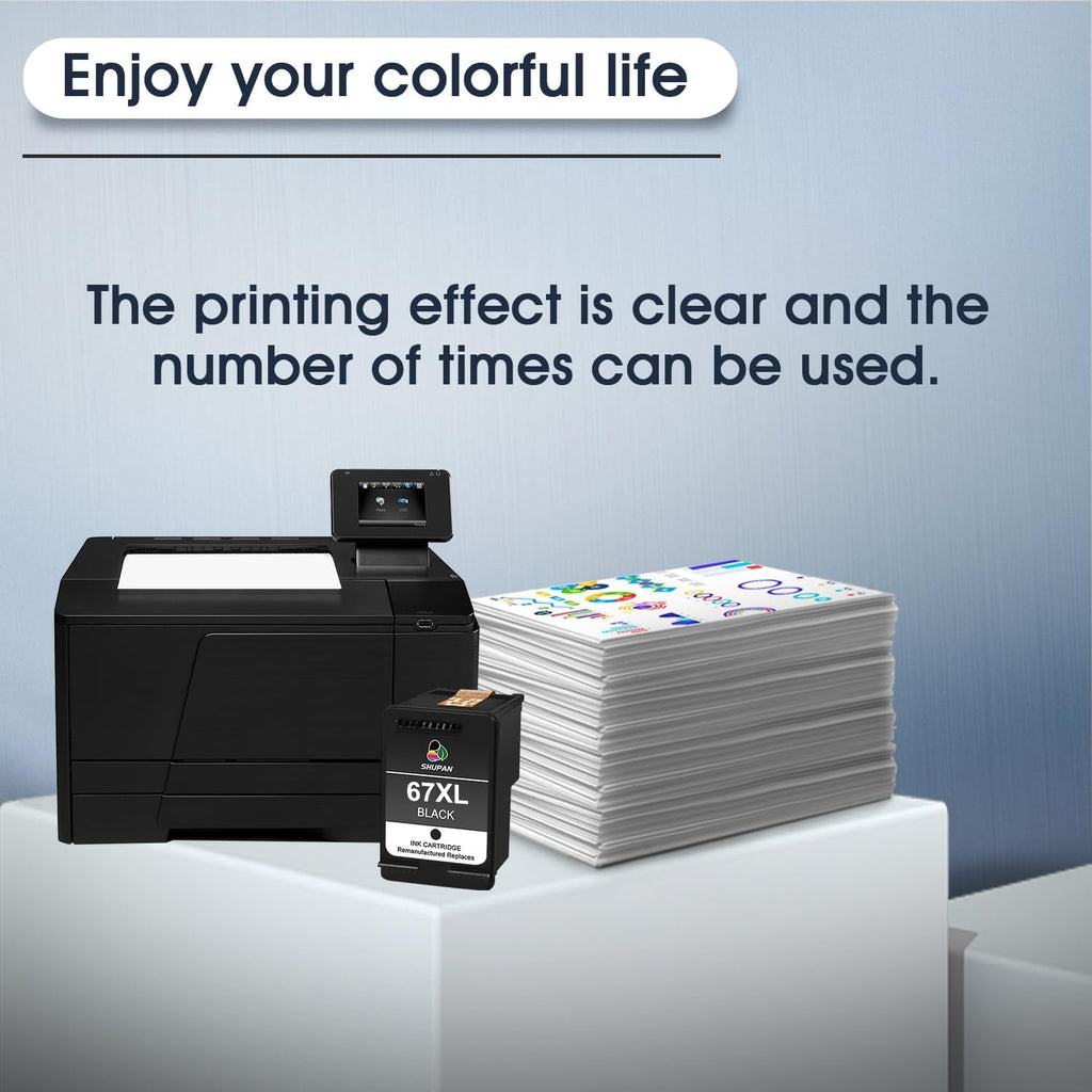 67XL Black Ink Cartridge Replacement for HP Ink 67 67 XL Works with Envy 6055 6075 Envy Pro 6455 6458 6452 DeskJet 1255 4140 4155 (1 Black)