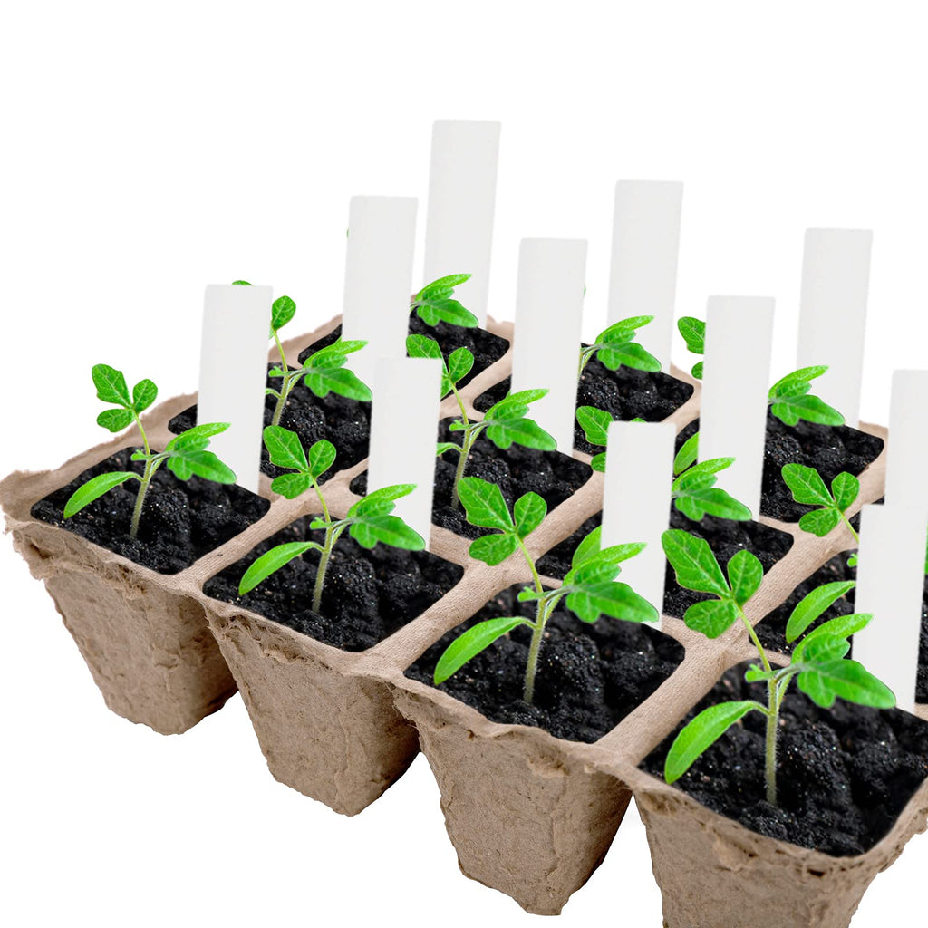 Jucoan 40 Pack Peat Pots Seed Starter Trays, 480 Cells Germination Seedling Pots, Organic Biodegradable Plant Germination Tray with 40 Plant Labels for Vegetable Flower, Herbs, Indoor Outdoor Garden