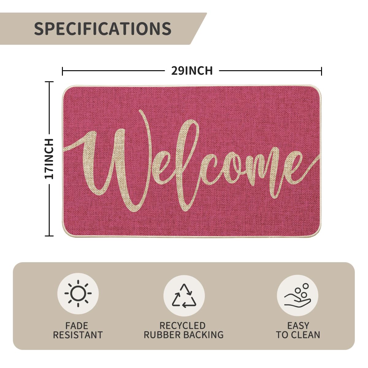 Artoid Mode Pink Welcome Spring Doormat, Summer Home Decor Low-Profile Switch Rug Door Mat Floor Mat for Indoor Outdoor 17x29 Inch