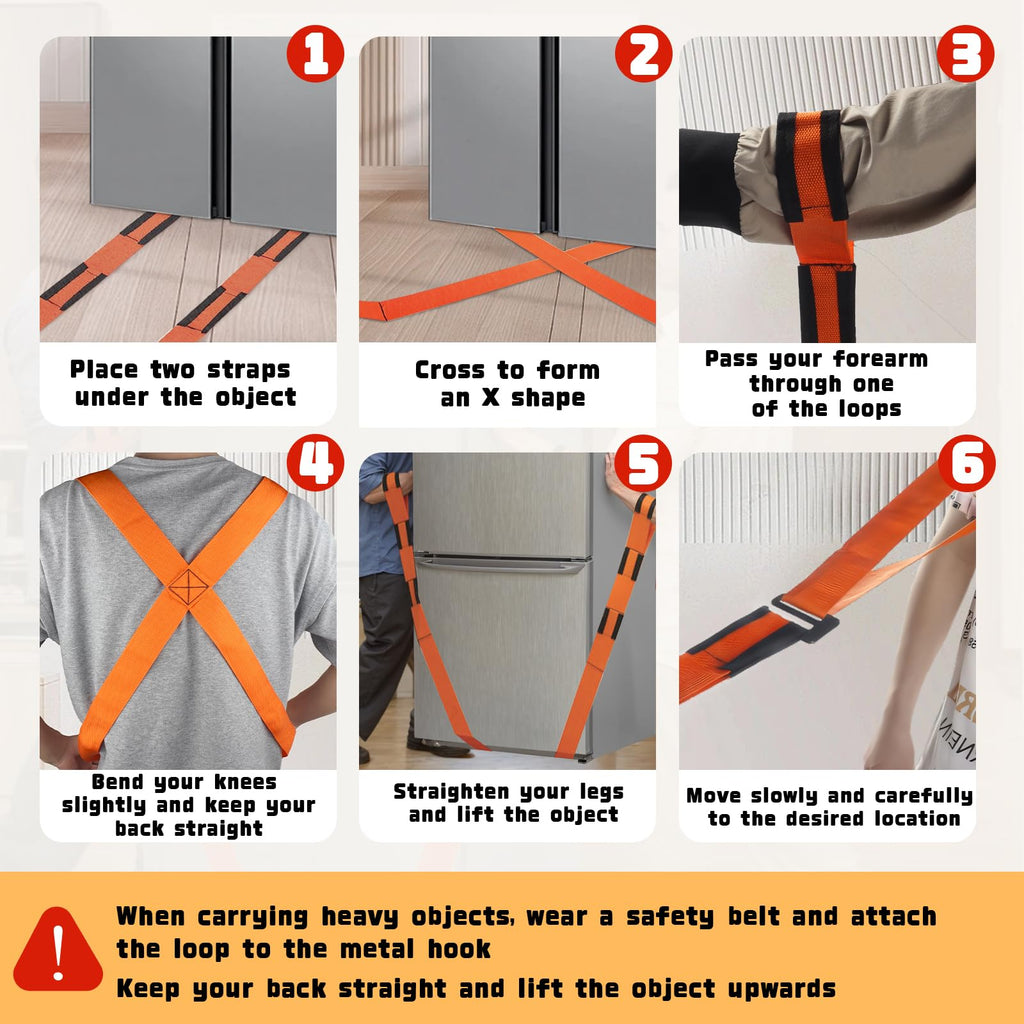 IFORYONLIFE Moving Straps Lifting Heavy Duty, 2 Person Adjustable Lifting Straps Moving Objects up to 440 Pounds