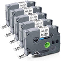 Unismar Compatible for Brother TZe-121 TZe121 TZ121 9mm Label Tape for PT-D200 PT-D210 PT-D600 PT-D400 PT-H100 PT-H110 PT-1280 Label Maker, 3/8 inch x 26.2 feet, Black on Clear, 5-Pack