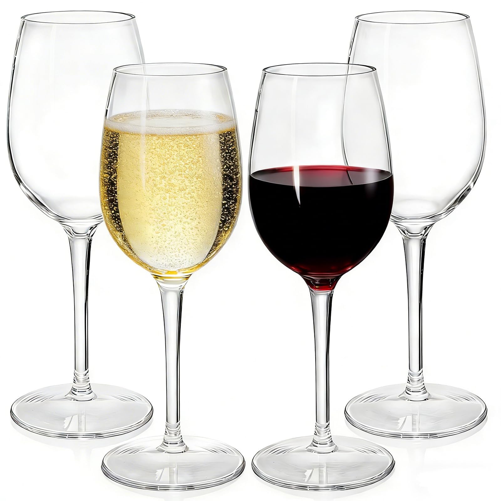 ZEAYEA 4 Pack Unbreakable Stemmed Wine Glasses, 12 oz Plastic Red Wine Glasses, Reusable Champagne Glasses, Outdoor Wine Goblets, BPA-Free Drink Glasses for Party Holiday Wedding Picnic