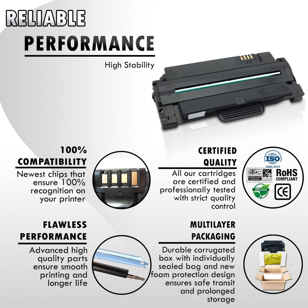 Inkfirst Compatible High Yield Toner Cartridge Compatible with Samsung MLT-D105L (MLTD105L) ML-1910 SCX-4600 SF-650 Black SF-650P ML-1915 ML-2525 ML-2525W ML-2580N SCX-4600 SCX-4623F SCX-4623FN