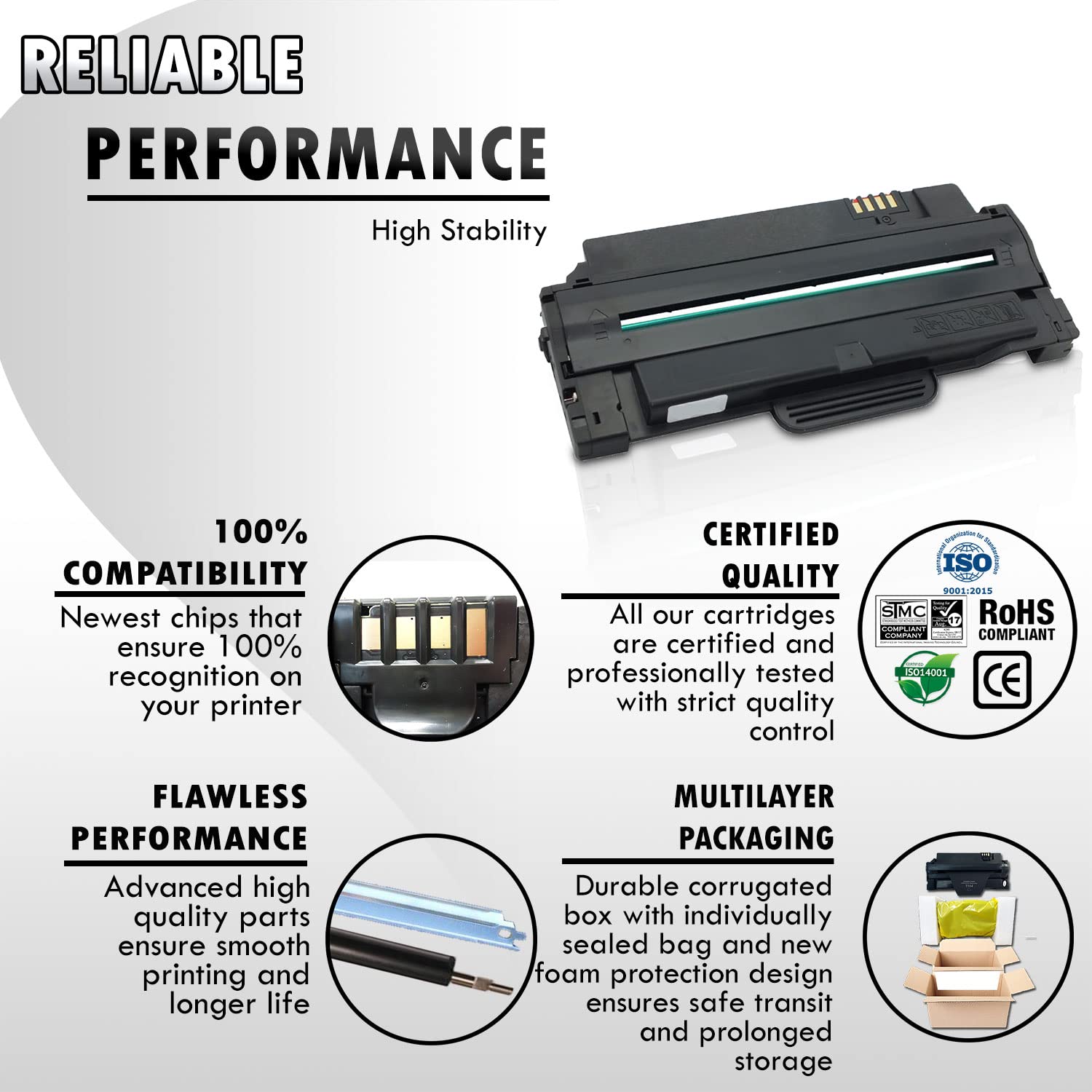 Inkfirst Compatible High Yield Toner Cartridge Compatible with Samsung MLT-D105L (MLTD105L) ML-1910 SCX-4600 SF-650 Black SF-650P ML-1915 ML-2525 ML-2525W ML-2580N SCX-4600 SCX-4623F SCX-4623FN