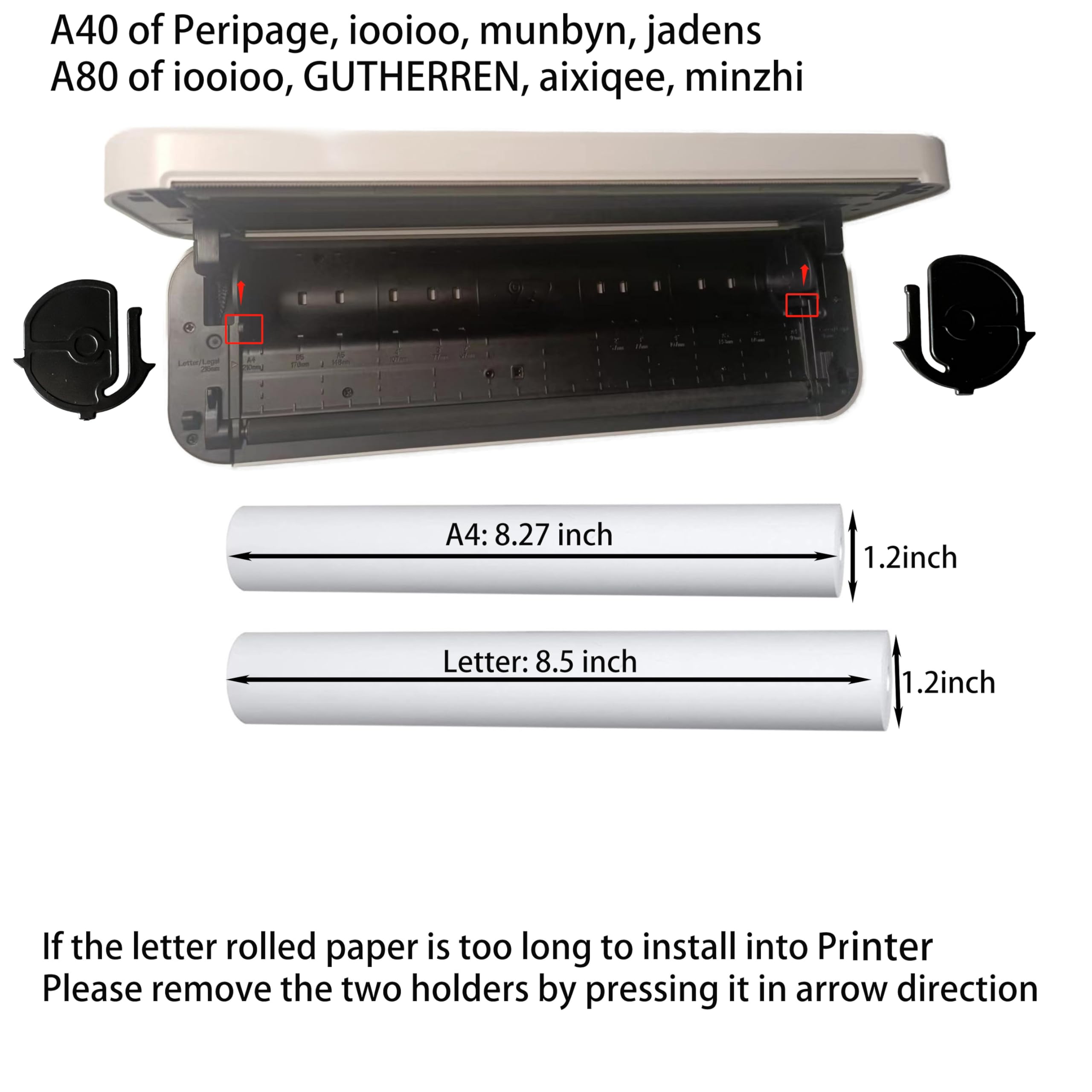 8 Rolls (About 200 Pages), Thermal Paper 8.5 x 11 Letter Size, Rolled, Quick Dry for Pen, not 3 proofing, BPA Free. for IOOIOO Peripage and Other Thermal Printer (Lasting 3 Years)