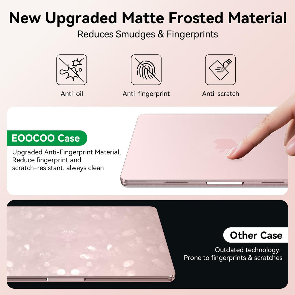 EooCoo for MacBook Neo Case 13 Inch Model A3404 2026 Release, Ultra-Thin & High Fit, Non-Yellowing Hard Cover, Slim Transparent Protective Shell Laptop Accessories, Matte Blush Pink
