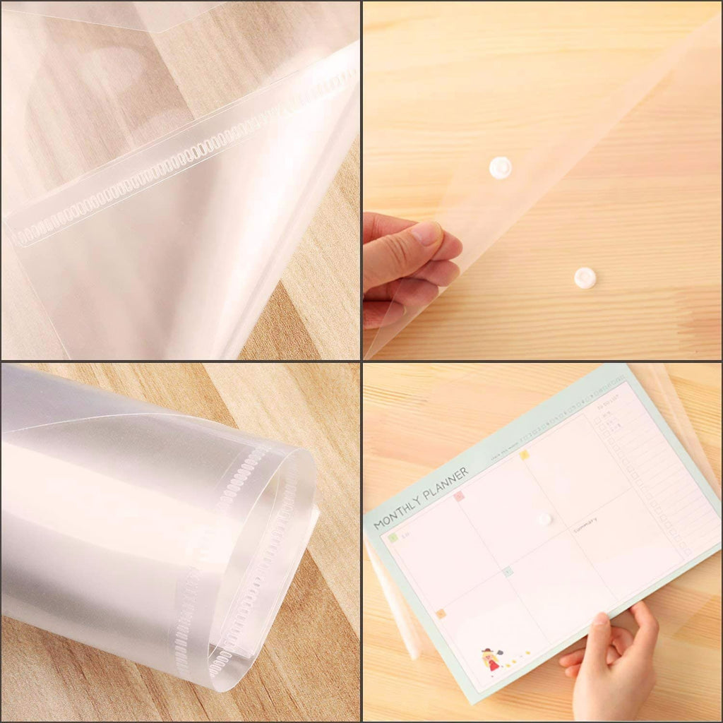 File Folders, 20 Pack Plastic File Organizer Letter Size A4 Size Water Resistant Clear Transparent Document Folder with Snap Button for Office School Home