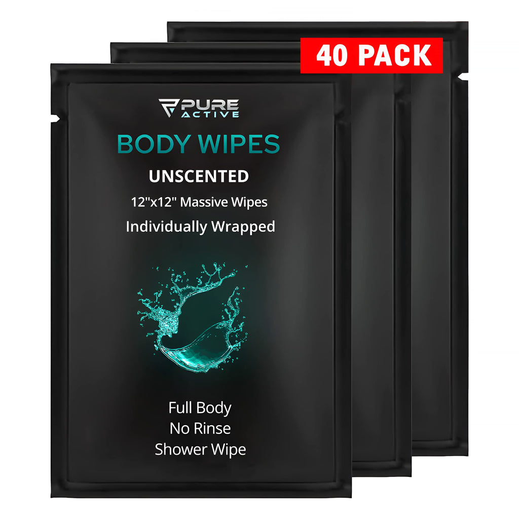 Shower Body Wipes 30X30 cm, 40 Individually Wrapped Personal Hygiene Body Wipes for Women and Men, Keep Clean After Gym Travel Camping Outdoors Sports, Unscented