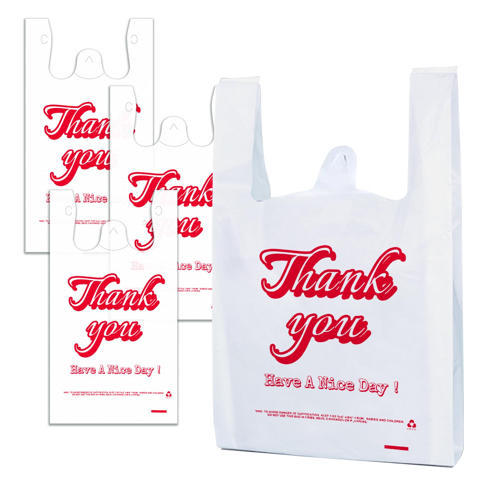 Plastic Bags with Handles Plastic bag – 400 Count T-Shirt Shopping Bags, 11.5"x6.25"x21" Grocery Bags for Retail, Supermarket, Takeout, Thank you bag, Plastic Grocery Bags