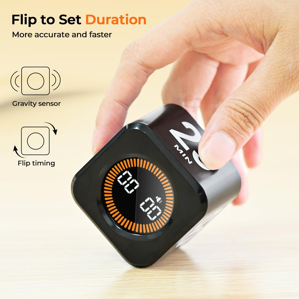 EooCoo Visual Pomodoro Timer, Office Accessories Gravity Productivity Timer, ADHD Tool, 4 Preset Time (5/10/25/50 min), Rechargeable with Visual Display & Countdown/Up Ring, Kitchen Desk Task Manager