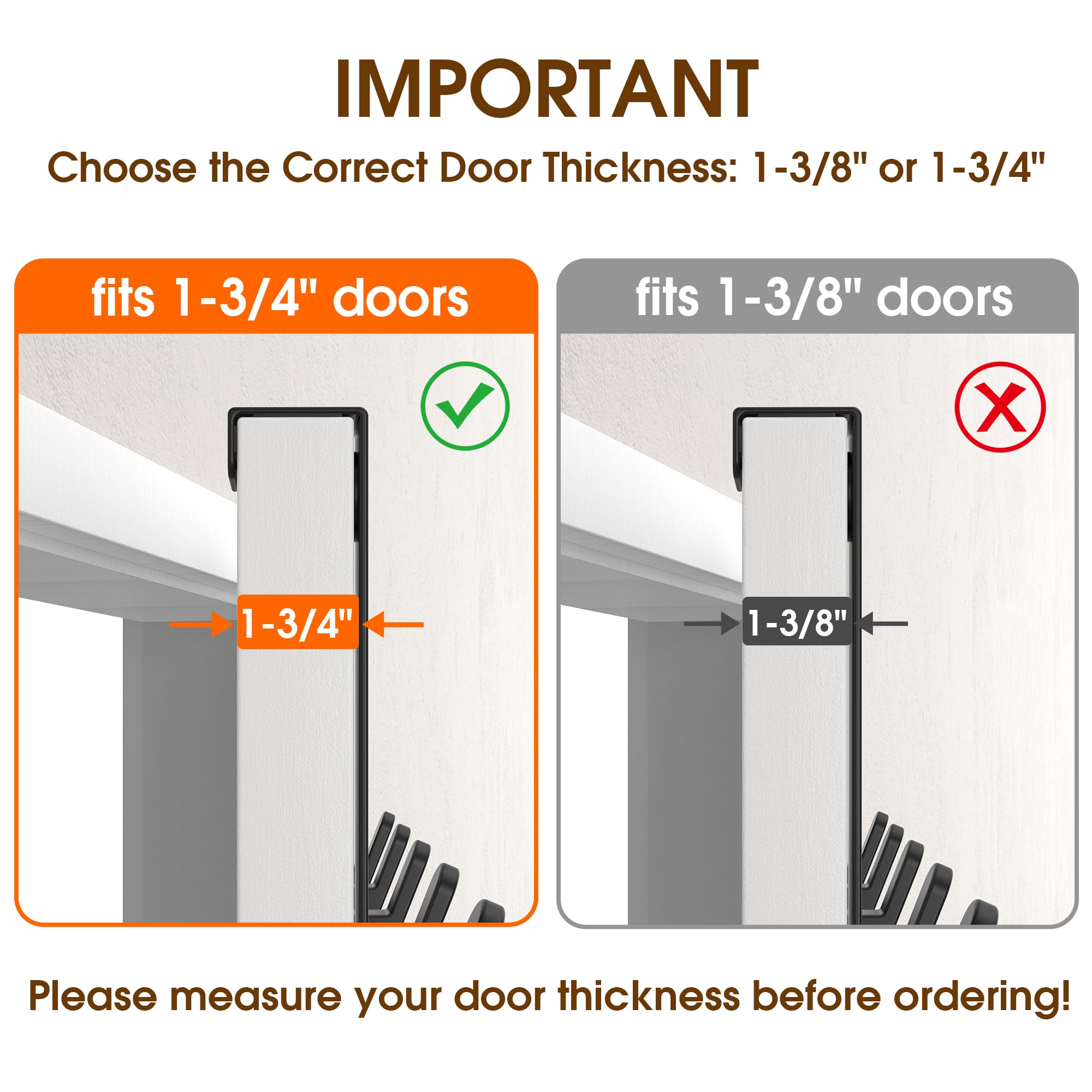 KitchLife Over The Door Hooks Hanger with 7" Extended Arms, Fits 1-3/4" Door Thickness, L18C, Bathroom Accessories and Towel Rack Organization - Matte Black, 1 Pack