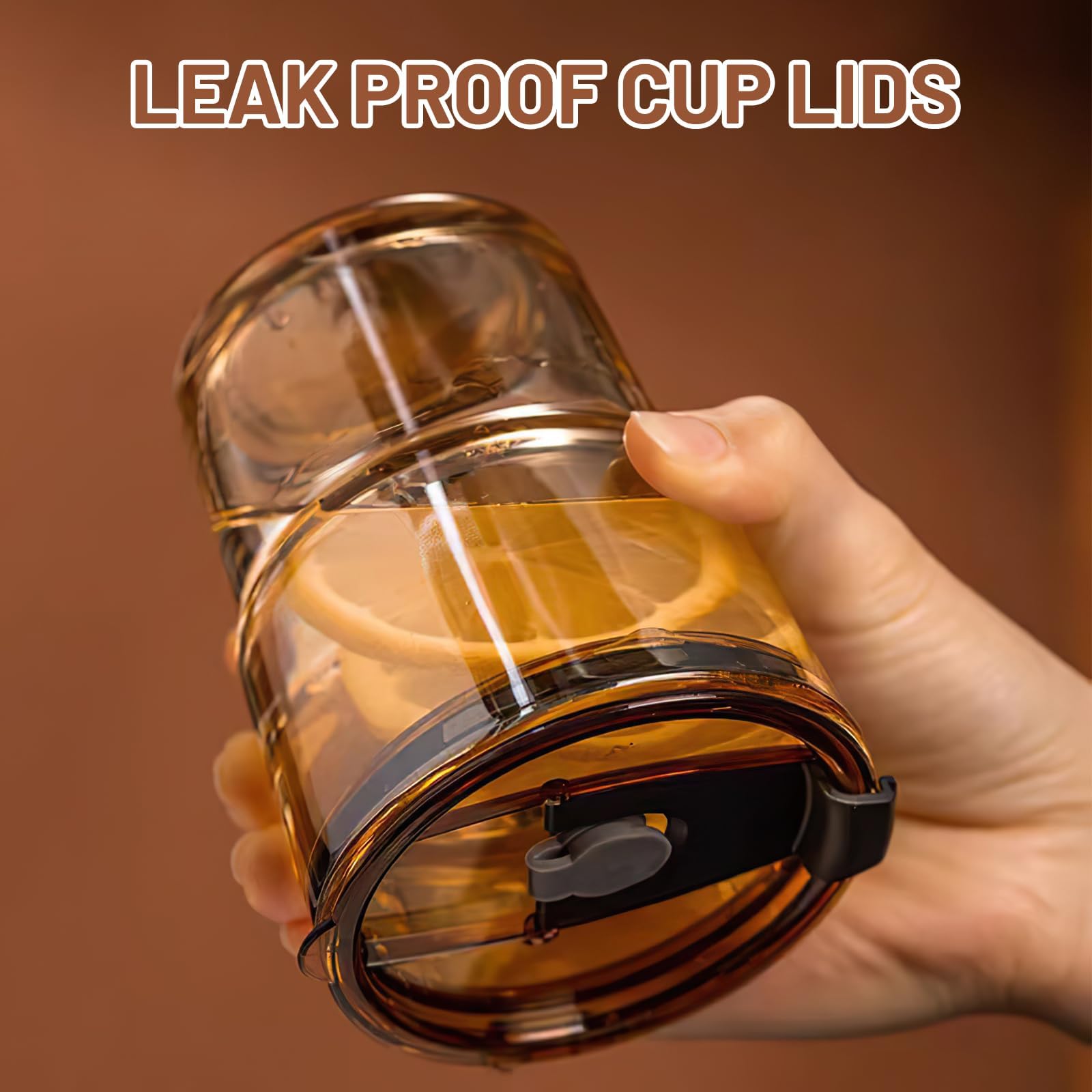 Luxfuel 13oz/400ml Glass Tumbler with Straw and Lid, 2 Pack Glass Cup, Sealed Carry on Travel Coffee Cup for Coffee, Iced Tea, Water