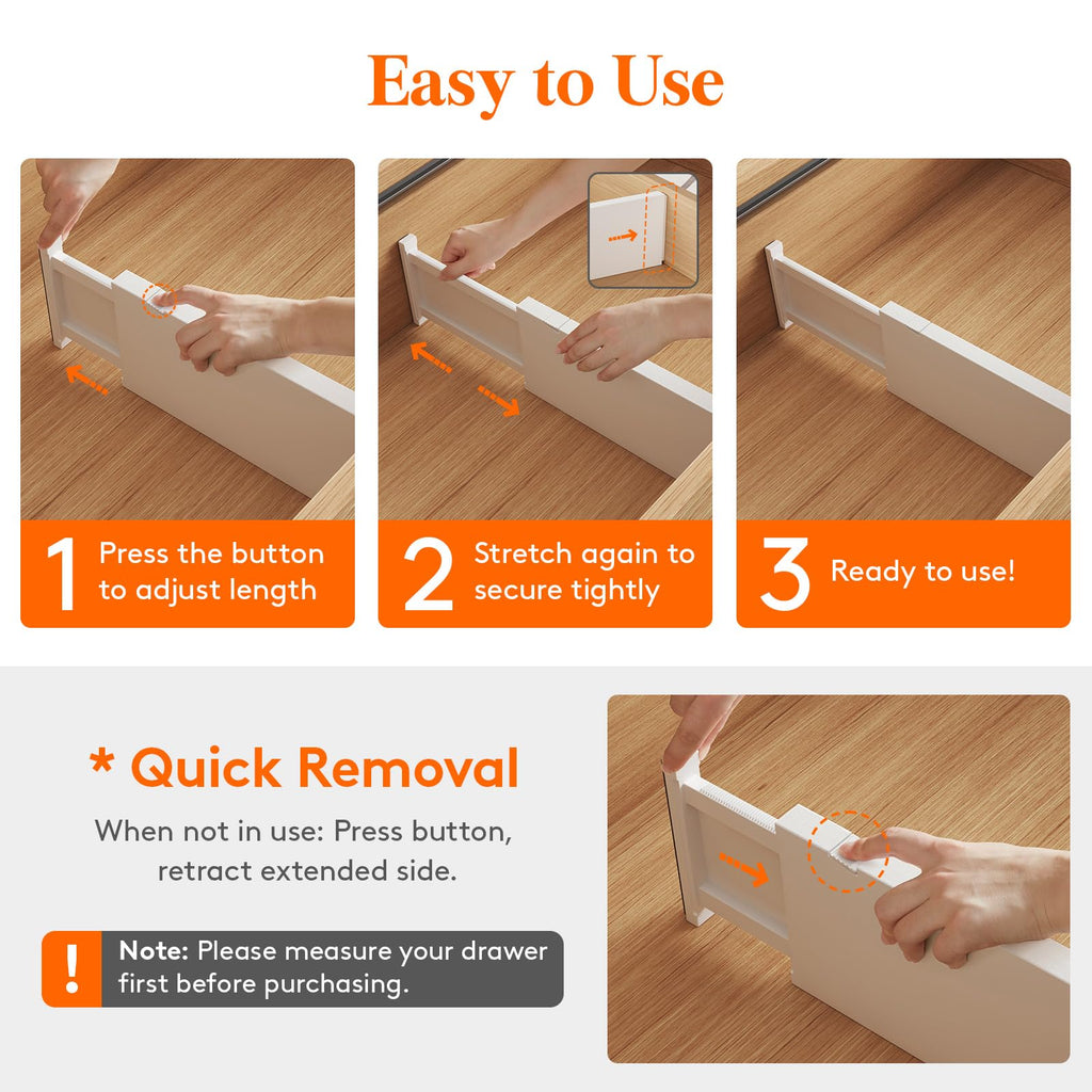 Lifewit 5" High Drawer Dividers, 13.5-22" Plastic Adjustable Drawer Organizers for Clothes, Expandable Dresser Deep Separators in Bedroom/Bathroom/Kitchen/Office Organization and Storage, 5 Packs