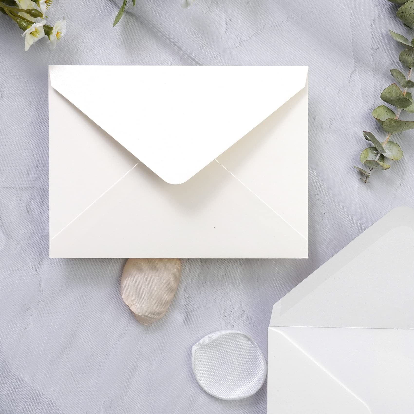PONATIA 50 Pack A1 Envelopes, 3.62 x 5.2'' Ivory Envelopes Perfect for Weddings Cards, RSVP Cards, Response Cards, Baby Showers, Thank You Notes, Photos and any 3.5x5" inserts