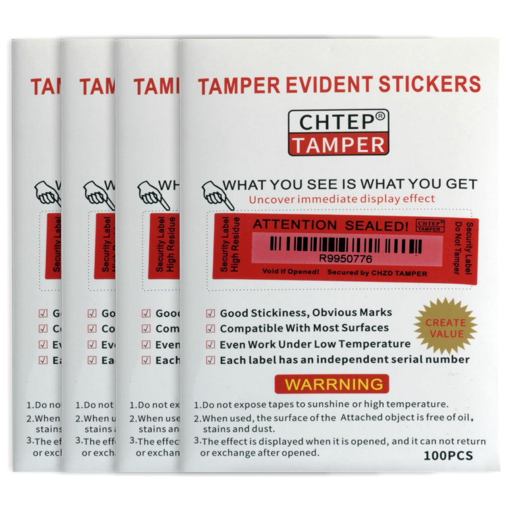 ChtepTamper 100 Pieces Total Transfer Tamper-Evident Stickers Security Labels Great for Goods Shipping,Exchange of Agency Files, Privacy Protection or More(Serial Number 1 * 3.54inches Red)