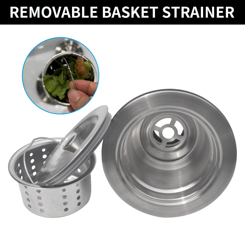 Sink Strainer Kitchen Sink Drain Assembly Kit 3-1/2 Inch with Kitchen Sink Drain Basket,304 Stainless Steel Sink Stopper & Cover Lid，Stainless Steel Brushed