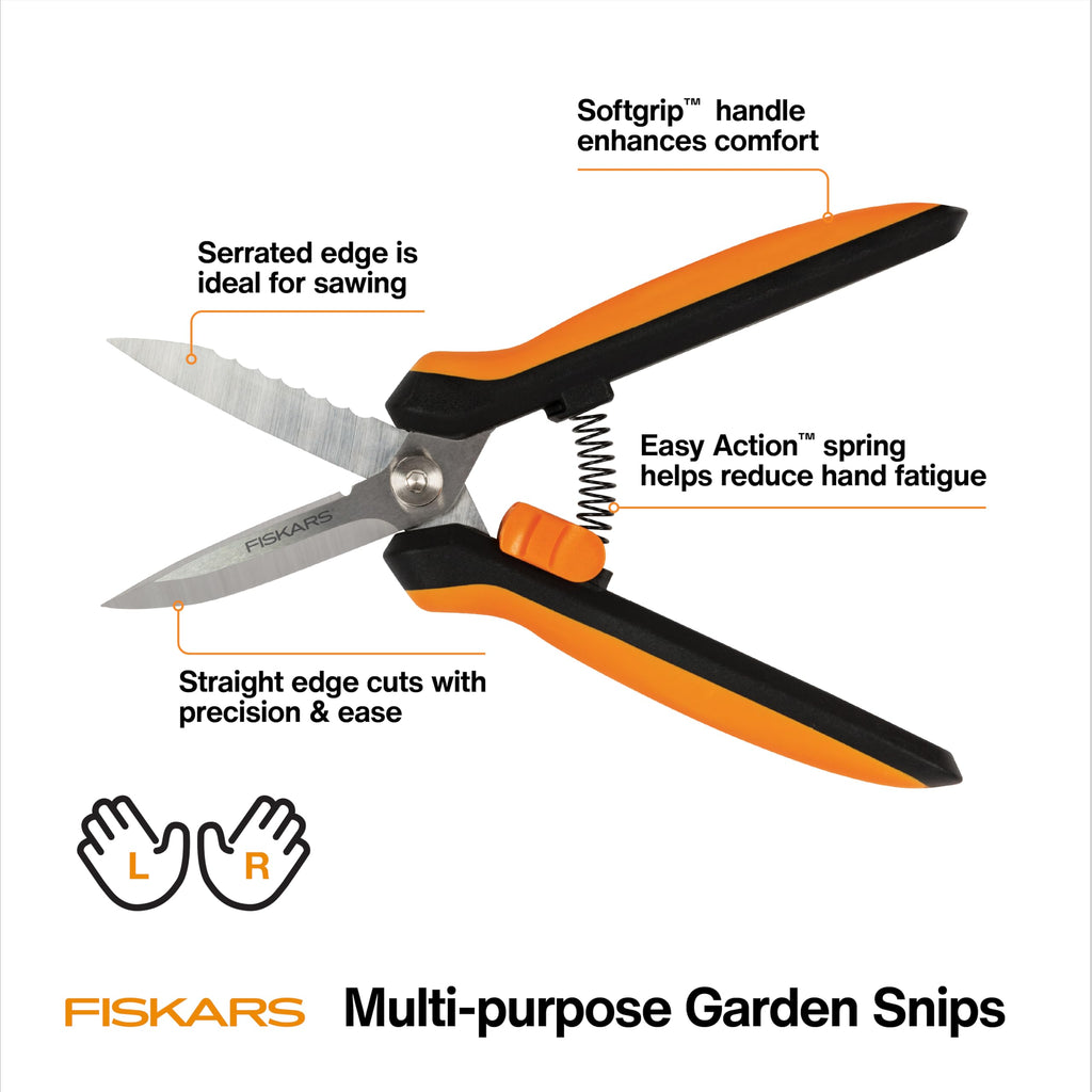 Fiskars Garden 399220 Multipurpose Garden Snips, Black/Orange