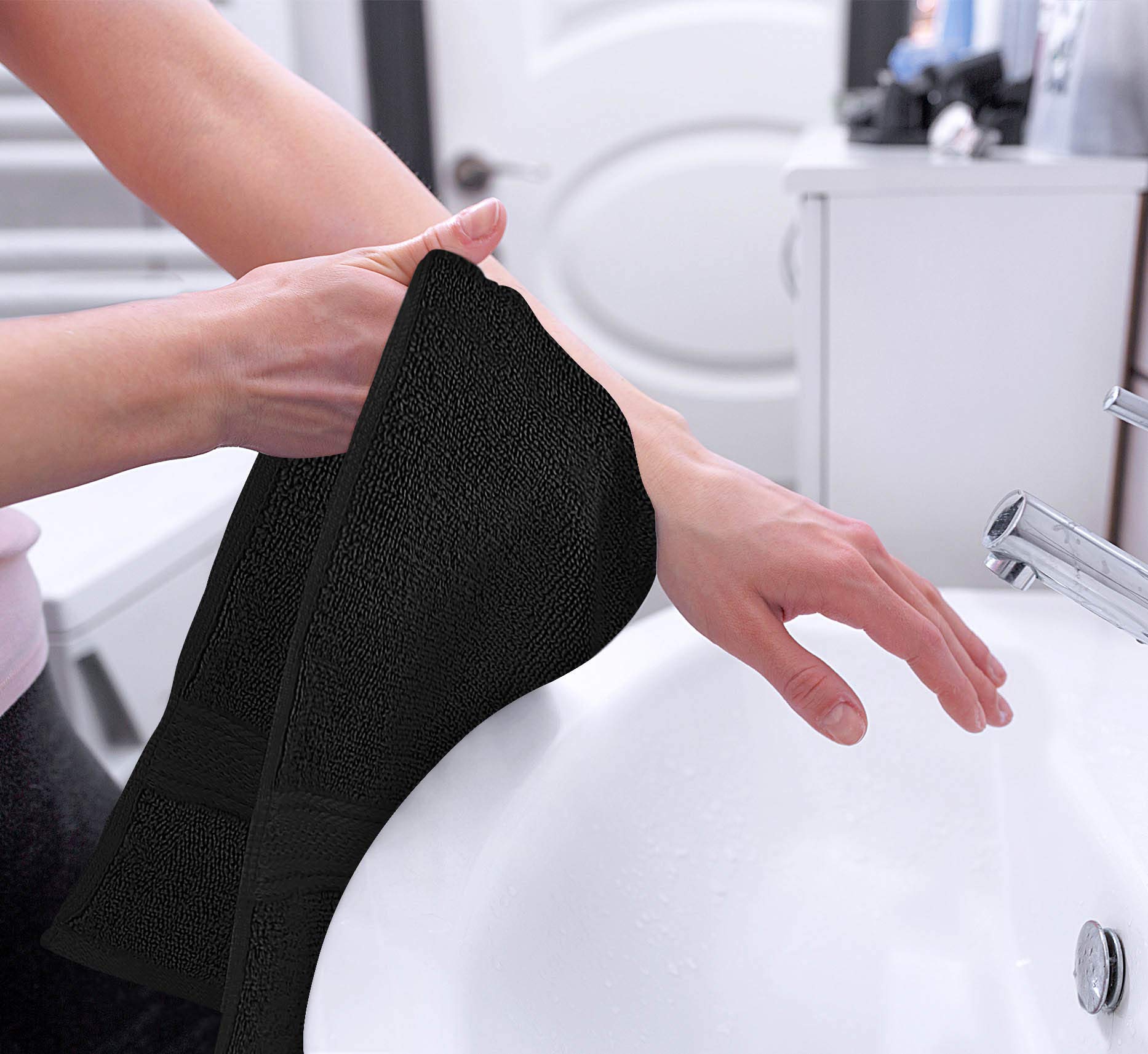 Utopia Towels Premium Black Hand Towels - 100% Combed Ring Spun Cotton, Ultra Soft and Highly Absorbent, 600 GSM Extra Large Hand Towels 16 x 28 inches, Hotel & Spa Quality Hand Towels (6-Pack)