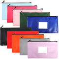 Cididu 10 Pack Money Bags with Zipper, Leather Bank Deposit Bags 11.2 x 6.3 Inch, 10 Colors Cash Wallet Pouches with Label for Coins, Invoice, Bills, Checks, Cosmetics, Toiletry, Stationery, Tools