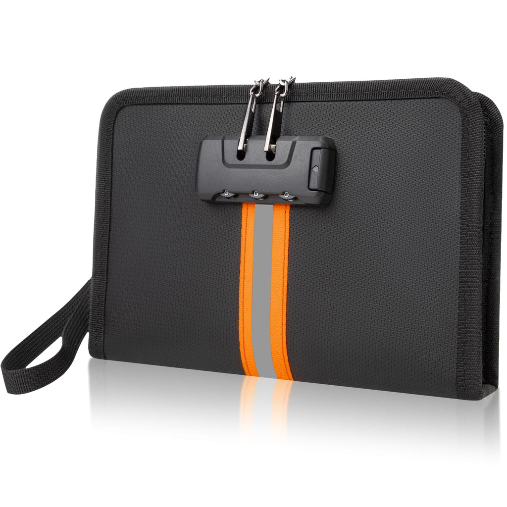 XIAODUN Fireproof Money Bag,Money Bag with Lock and Zipper,Safe Fireproof Waterproof,Suitable for Cash, Mobile Phones, Keys, Credit Cards,（8×1.1×5.7 Inches）