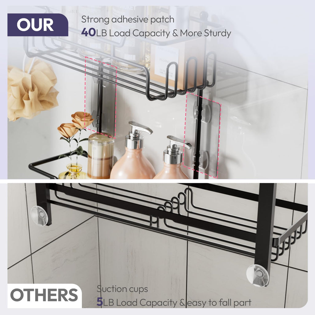 SWTYMIKI Shower Caddy Hanging - 3 Tier Rustproof Hanging Shower Organizer, No Drilling Bathroom Shower Shelves with 16 Hooks & Soap Holder, Anti-Swing Over Head Shower Rack for Shampoo,Sponge,Towel