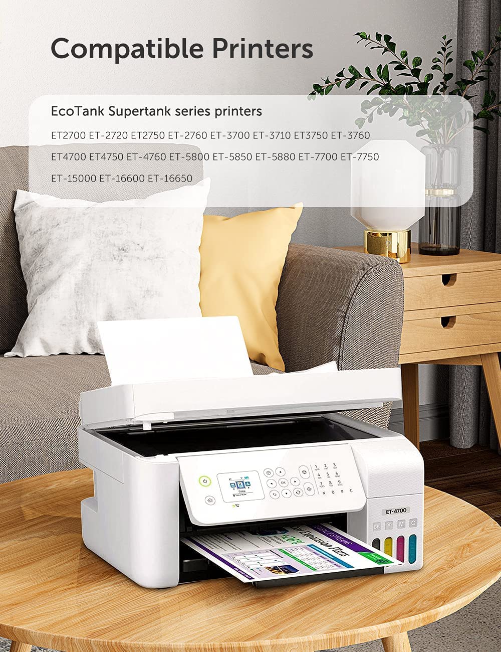 Hiipoo Sublimation Ink for EcoTank Supertank Inkjet Printers ET-2720 ET-2760 ET-2800 ET-15000 ET-2803 ET-2850 ET-3760 ET-4800 ET-4760 Heat Press Transfer on T-Shirt Mug (Autofill/ICC-Free/Anti-UV)