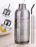 NiHome 750ml Borosilicate Glass Water Bottle with Caps, Stainless Straw, Brush and Silicone Lid, Leak-Proof Travel Bottle