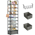 OYREL Tall Shoe Rack 10 Tier Narrow Shoes Rack 20 25 Pairs, Shoe Storage Shoe Organizer for Closet, Sturdy Metal Shoe Shelf with 2 Boxes 1 Hook