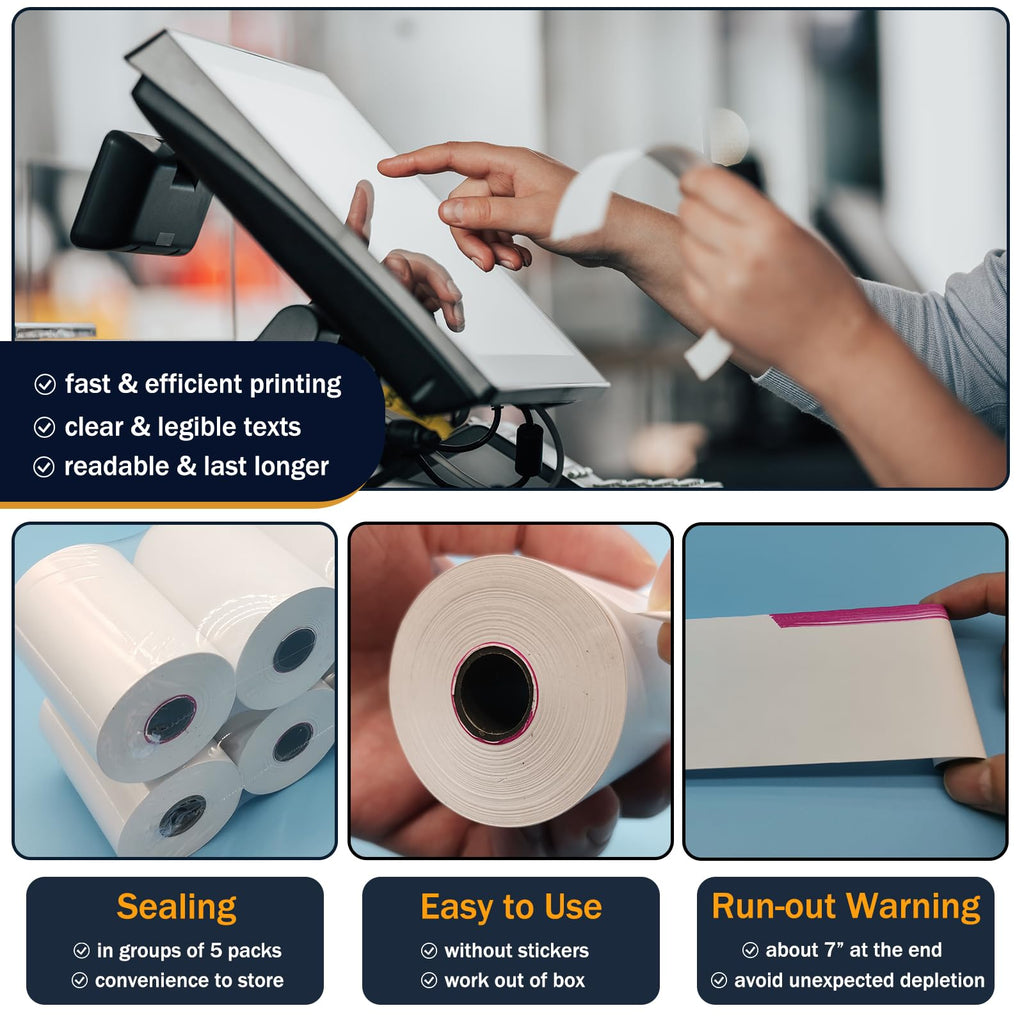 (10 Rolls) 3 1/8 x 230 Thermal Paper Rolls, BPA Free Thermal Receipt Paper Rolls, 3.125 inch Wide and 230 ft Long Per Thermal Paper Receipt Roll