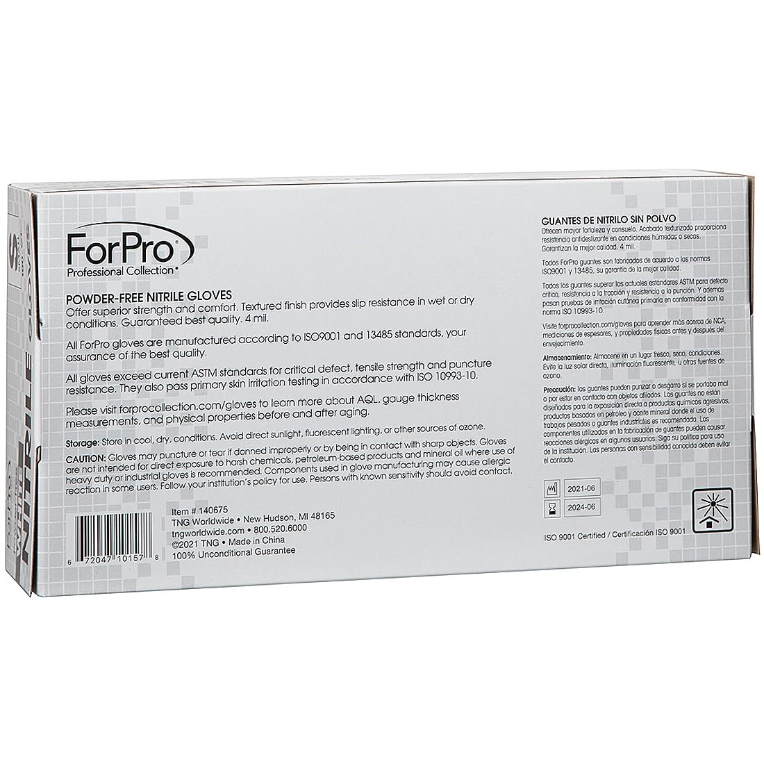 ForPro Professional Collection Disposable Nitrile Gloves, Chemical Resistant, Powder-Free, Latex-Free, Non-Sterile, Food Safe, 4 Mil, White, Small, 100-Count