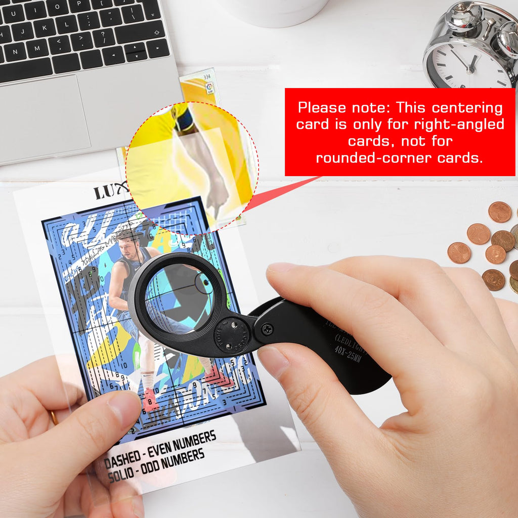 Luxiv Card Grading Centering Tool Kit, Card Center Tool with 30X Magnifying Implement, 2 Pcs Clean Cloth, Right Angle