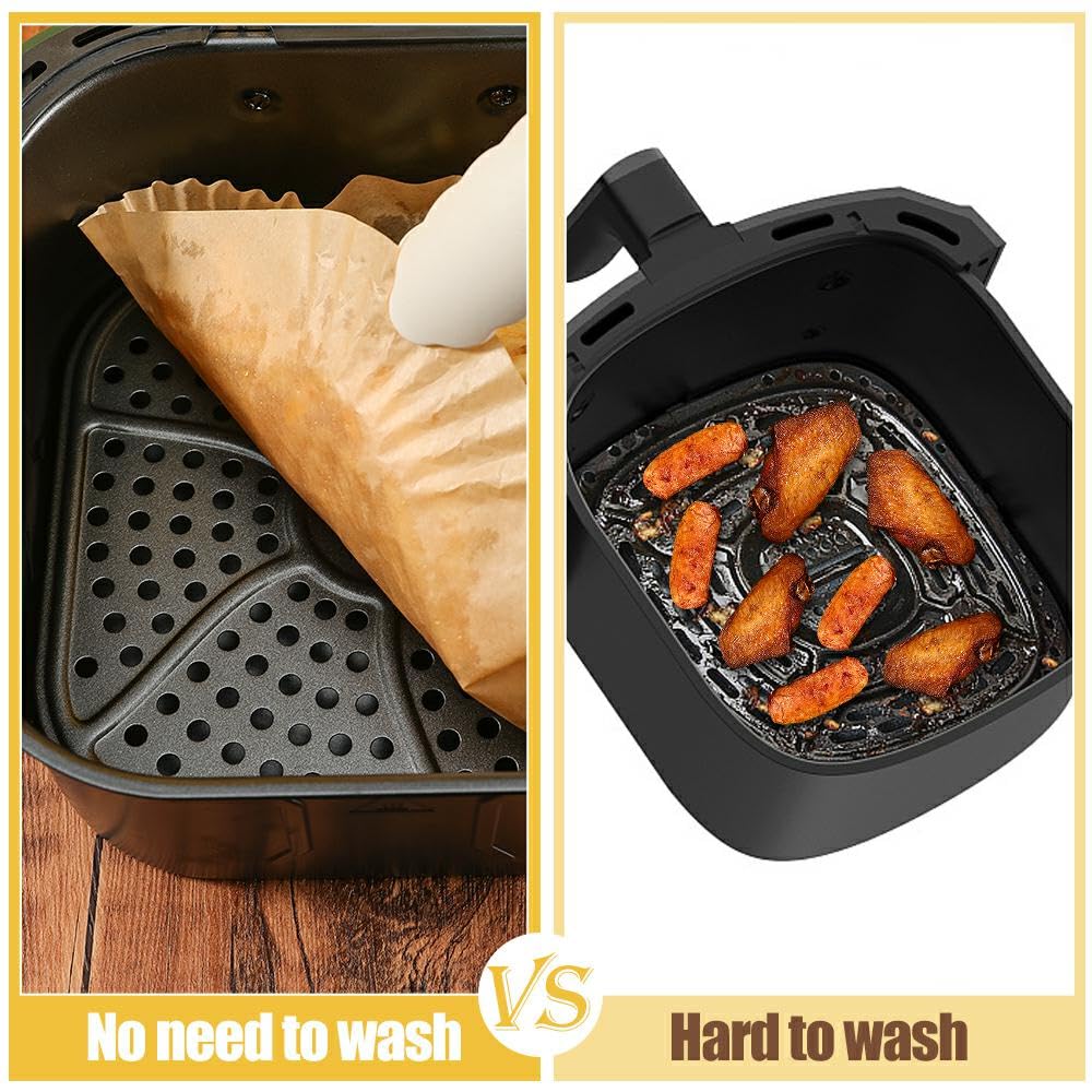 7.5 Inch Air Fryer Parchment Paper Liners Square,150 Pcs Non-Stick &Oil-Proof Air Fryer Liners Disposable for 2-5 QT Frying,Baking,Roast