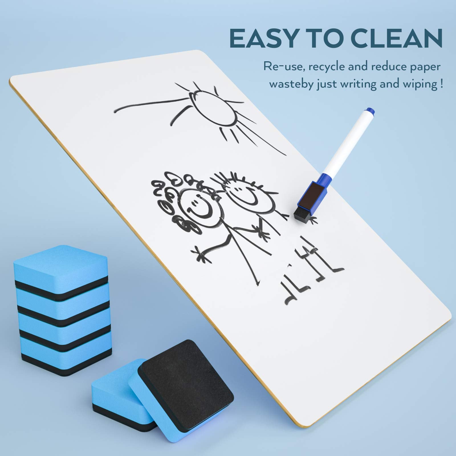 Nicpro 12 Pack Dry Erase Mini Whiteboard A4, 9 x 12 Double Sided Lapboard Bulk with 12 Pens,12 Erasers Learning Small White Board Portable Drawing Writing for Student and Classroom Use