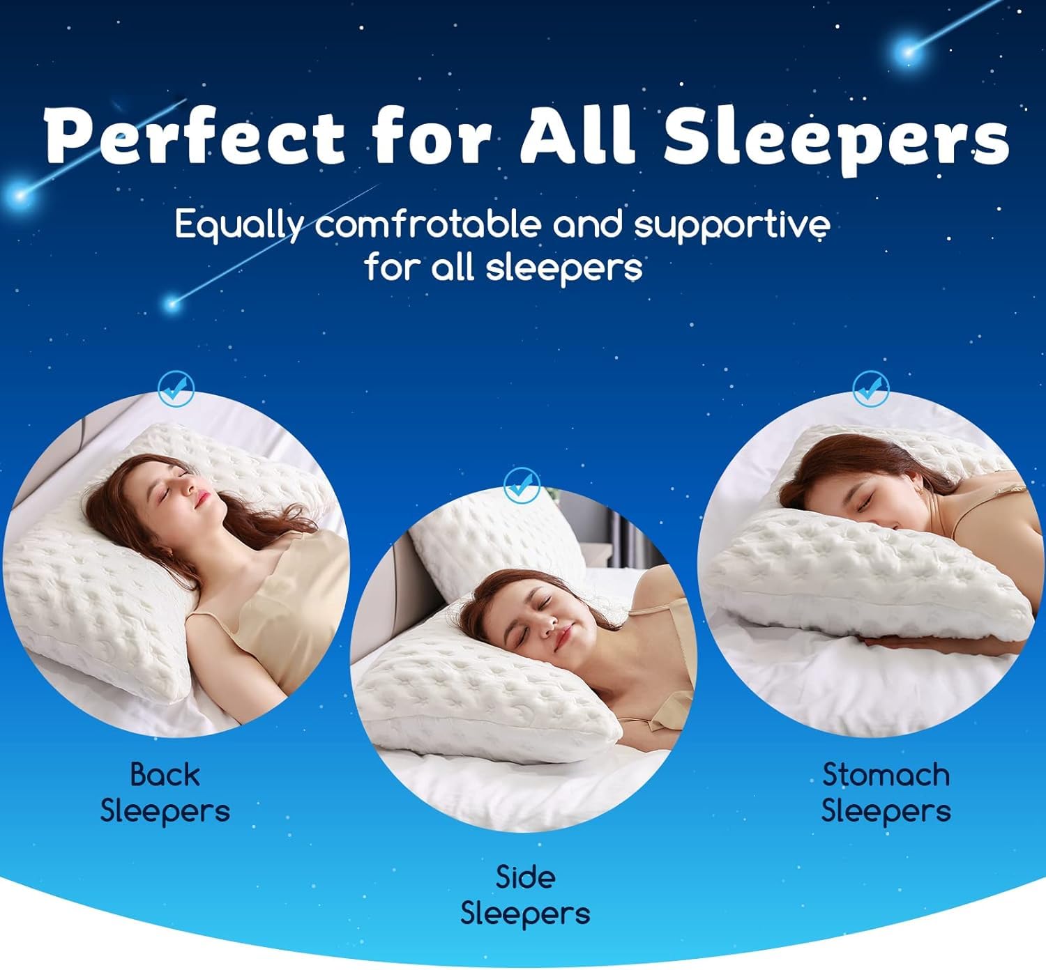 Cooling Side Sleeper Pillow for Neck and Shoulder, Luxury Shredded Memory Foam Curved Bed Pillows for Sleeping Set of 1- Adjustable Queen Size- Washable Cover Crescent White