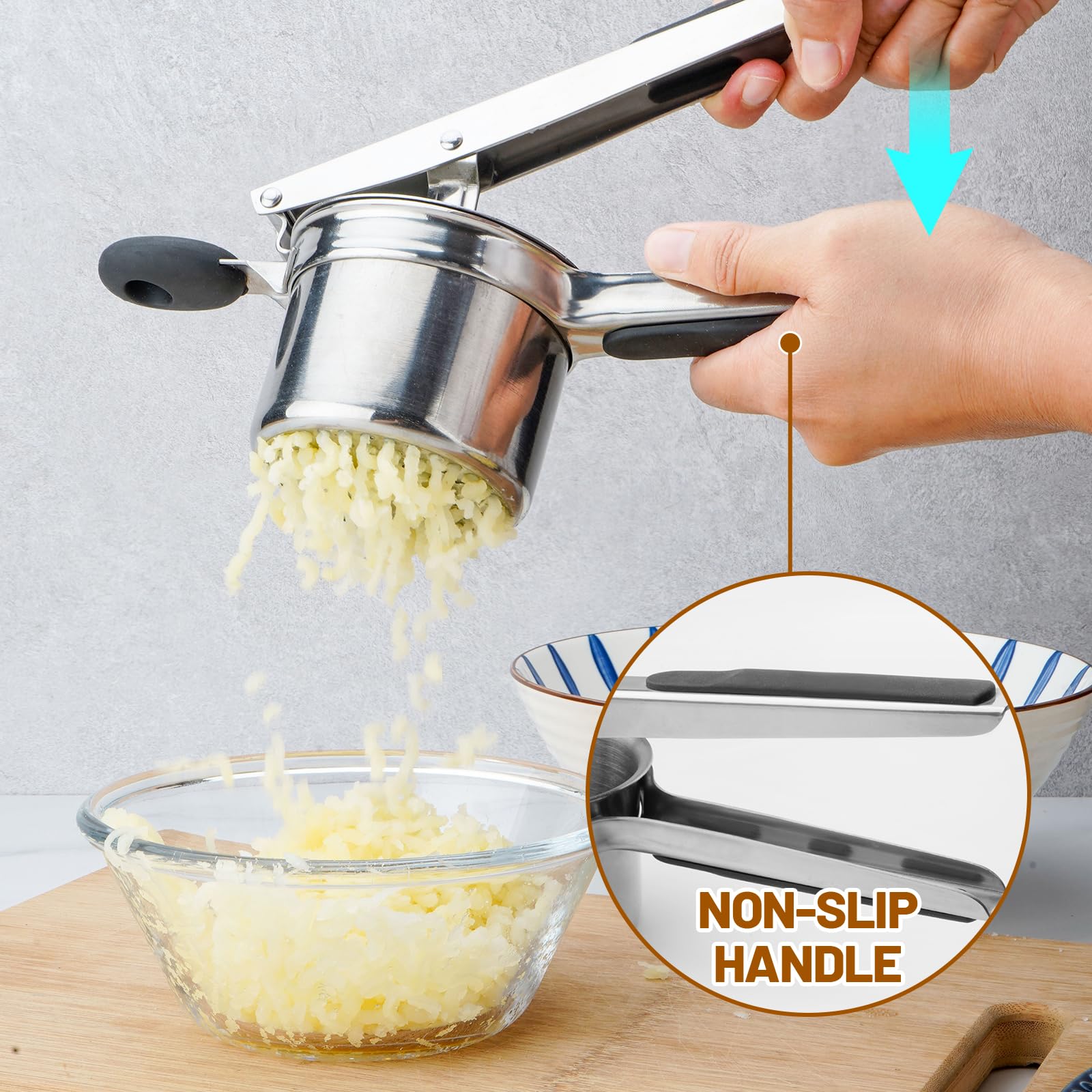 Roryimke 15oz Potato Ricer Heavy Duty Stainless Steel 3 Interchangeable Discs Potato Masher Spaetzle Maker with Silicone Handle Kitchen Tool Perfect Ricer for Mashed Potatoes