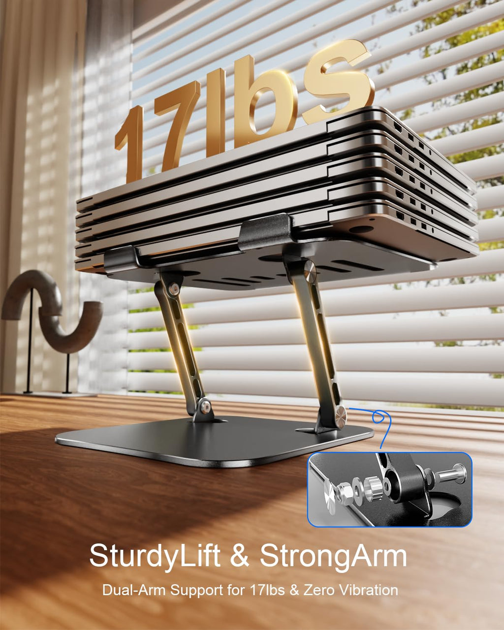 Laptop Stand Adjustable Laptop Stand for Desk Aluminum Laptop Stand Ergonomic Computer Stand Foldable Laptop Riser Portable Laptop Holder Compatible with All MacBook Notebook Laptop 10-17 Inch